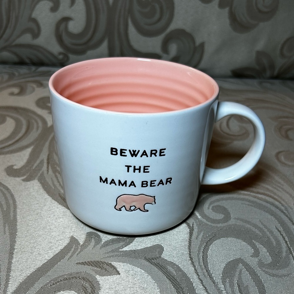 Beware the Mama Bear Mug, Cream & Pink, Coffee/Tea Cup